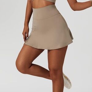 Tan High Waisted Tennis or Golf Skirt with Built in Shorts